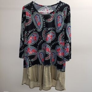 Honeyme Paisley Tunic Foral Top Size Medium